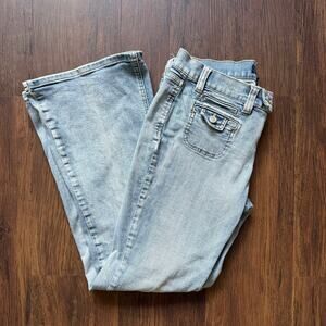 White House Black Market Y2K Flare Jeans Size 8S Light Wash Denim